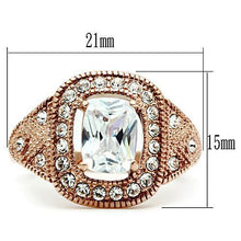 Load image into Gallery viewer, GL215 - IP Rose Gold(Ion Plating) Brass Ring with AAA Grade CZ  in Clear