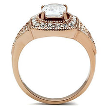 Load image into Gallery viewer, GL215 - IP Rose Gold(Ion Plating) Brass Ring with AAA Grade CZ  in Clear