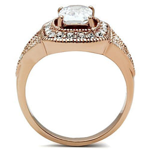 GL215 - IP Rose Gold(Ion Plating) Brass Ring with AAA Grade CZ  in Clear