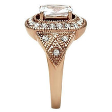 Load image into Gallery viewer, GL215 - IP Rose Gold(Ion Plating) Brass Ring with AAA Grade CZ  in Clear