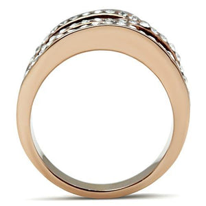 GL217 - IP Rose Gold(Ion Plating) Brass Ring with Top Grade Crystal  in Smoked Quartz