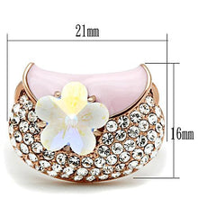 Load image into Gallery viewer, GL220 - IP Rose Gold(Ion Plating) Brass Ring with Top Grade Crystal  in Clear