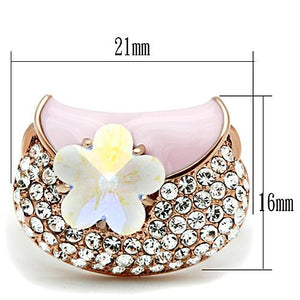 GL220 - IP Rose Gold(Ion Plating) Brass Ring with Top Grade Crystal  in Clear