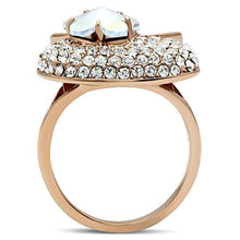 Load image into Gallery viewer, GL220 - IP Rose Gold(Ion Plating) Brass Ring with Top Grade Crystal  in Clear