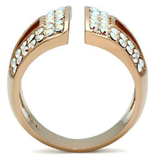 Load image into Gallery viewer, GL222 - IP Rose Gold(Ion Plating) Brass Ring with Top Grade Crystal  in Aurora Borealis (Rainbow Effect)