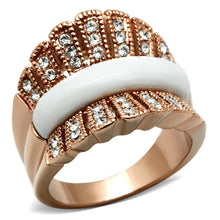 Load image into Gallery viewer, GL223 - IP Rose Gold(Ion Plating) Brass Ring with Semi-Precious Agate in White