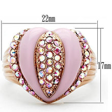 Load image into Gallery viewer, GL227 - IP Rose Gold(Ion Plating) Brass Ring with Top Grade Crystal  in Light Rose