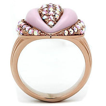 Load image into Gallery viewer, GL227 - IP Rose Gold(Ion Plating) Brass Ring with Top Grade Crystal  in Light Rose