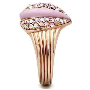 GL227 - IP Rose Gold(Ion Plating) Brass Ring with Top Grade Crystal  in Light Rose