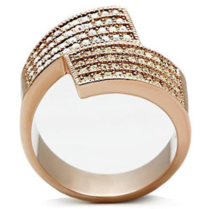 GL229 - IP Rose Gold(Ion Plating) Brass Ring with Top Grade Crystal  in Multi Color