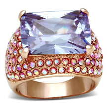 Load image into Gallery viewer, GL230 - IP Rose Gold(Ion Plating) Brass Ring with AAA Grade CZ  in Light Amethyst