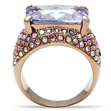 Load image into Gallery viewer, GL230 - IP Rose Gold(Ion Plating) Brass Ring with AAA Grade CZ  in Light Amethyst