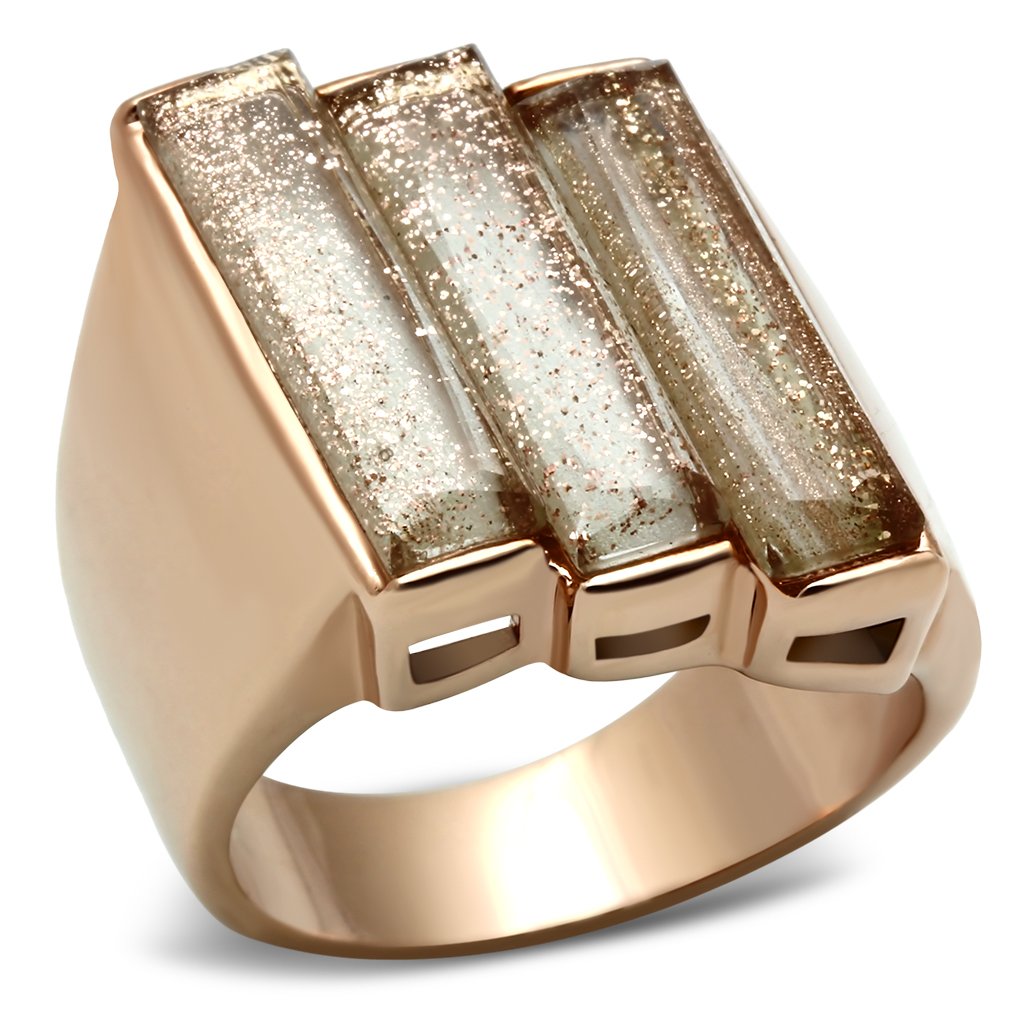 GL231 - IP Rose Gold(Ion Plating) Brass Ring with Synthetic Spinel in Topaz