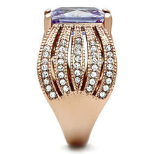 Load image into Gallery viewer, GL236 - IP Rose Gold(Ion Plating) Brass Ring with AAA Grade CZ  in Light Amethyst