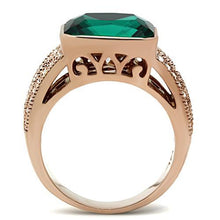 Load image into Gallery viewer, GL240 - IP Rose Gold(Ion Plating) Brass Ring with Synthetic Synthetic Glass in Blue Zircon