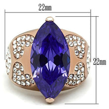 Load image into Gallery viewer, GL241 - IP Rose Gold(Ion Plating) Brass Ring with AAA Grade CZ  in Tanzanite