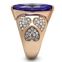 Load image into Gallery viewer, GL241 - IP Rose Gold(Ion Plating) Brass Ring with AAA Grade CZ  in Tanzanite