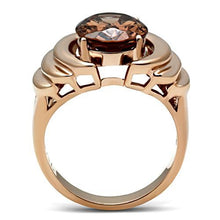 Load image into Gallery viewer, GL242 - IP Rose Gold(Ion Plating) Brass Ring with AAA Grade CZ  in Brown