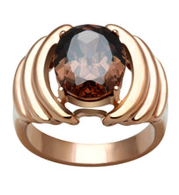 Load image into Gallery viewer, GL242 - IP Rose Gold(Ion Plating) Brass Ring with AAA Grade CZ  in Brown