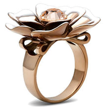 Load image into Gallery viewer, GL247 - IP Rose Gold(Ion Plating) Brass Ring with Top Grade Crystal  in Light Peach