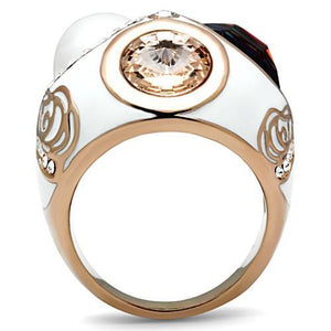 GL248 - IP Rose Gold(Ion Plating) Brass Ring with Synthetic Synthetic Glass in Multi Color