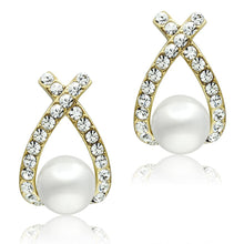 Load image into Gallery viewer, GL251 - IP Gold(Ion Plating) Brass Earrings with Synthetic Pearl in White