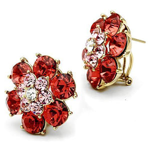 GL252 - IP Gold(Ion Plating) Brass Earrings with Top Grade Crystal  in Multi Color