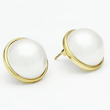 Load image into Gallery viewer, GL254 - IP Gold(Ion Plating) Brass Earrings with Synthetic Pearl in White