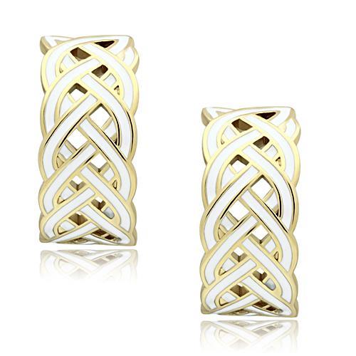 GL272 - IP Gold(Ion Plating) Brass Earrings with Epoxy  in White