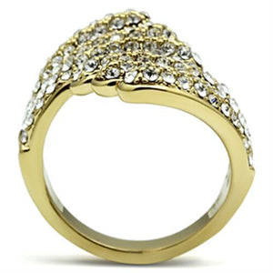 GL284 - IP Gold(Ion Plating) Brass Ring with Top Grade Crystal  in Clear