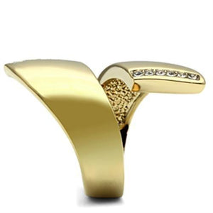 GL292 - IP Gold(Ion Plating) Brass Ring with Top Grade Crystal  in Clear