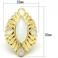 Load image into Gallery viewer, GL294 - IP Gold(Ion Plating) Brass Ring with Synthetic Cat Eye in White