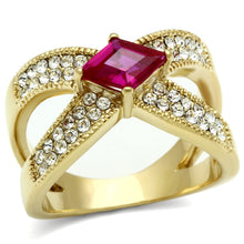 Load image into Gallery viewer, GL298 - IP Gold(Ion Plating) Brass Ring with AAA Grade CZ  in Ruby