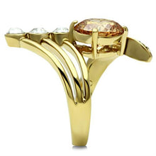 Load image into Gallery viewer, GL300 - IP Gold(Ion Plating) Brass Ring with AAA Grade CZ  in Champagne