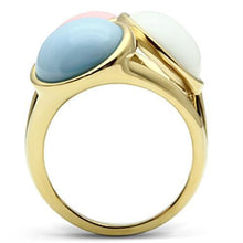 Load image into Gallery viewer, GL303 - IP Gold(Ion Plating) Brass Ring with Synthetic Synthetic Stone in Multi Color