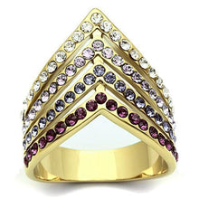 Load image into Gallery viewer, GL305 - IP Gold(Ion Plating) Brass Ring with Top Grade Crystal  in Multi Color