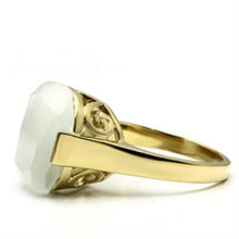 Load image into Gallery viewer, GL309 - IP Gold(Ion Plating) Brass Ring with Synthetic Cat Eye in White