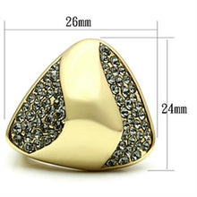 Load image into Gallery viewer, GL311 - IP Gold(Ion Plating) Brass Ring with Top Grade Crystal  in Black Diamond