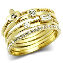 Load image into Gallery viewer, GL322 - IP Gold(Ion Plating) Brass Ring with Top Grade Crystal  in Clear