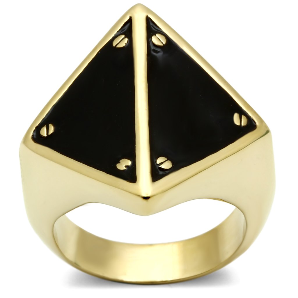 GL325 - IP Gold(Ion Plating) Brass Ring with Epoxy  in Jet