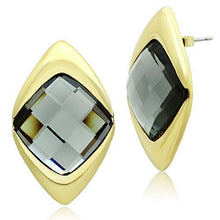 Load image into Gallery viewer, GL341 - IP Gold(Ion Plating) Brass Earrings with Synthetic Synthetic Glass in Black Diamond