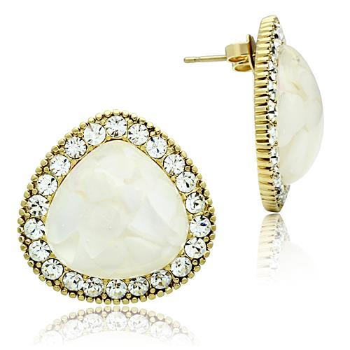 GL346 - IP Gold(Ion Plating) Brass Earrings with Synthetic Synthetic Stone in Clear