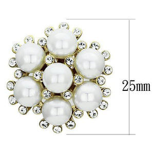 GL349 - IP Gold(Ion Plating) Brass Earrings with Synthetic Pearl in White