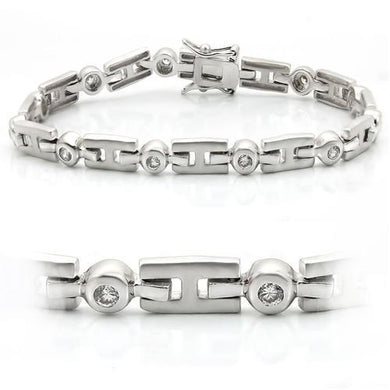 LO1163 - Matte Rhodium & Rhodium Brass Bracelet with AAA Grade CZ  in Clear