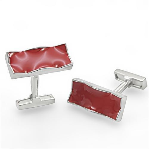 LO1372 - Rhodium Brass Cufflink with No Stone