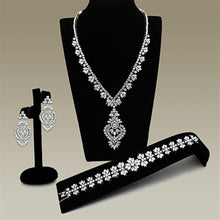 Load image into Gallery viewer, LO1447 - Rhodium Brass Jewelry Sets with AAA Grade CZ  in Clear