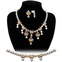 Load image into Gallery viewer, LO1453 - Rhodium Brass Jewelry Sets with AAA Grade CZ  in Multi Color