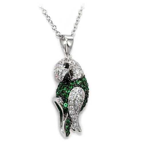 LO1567 - Rhodium + Ruthenium Brass Chain Pendant with AAA Grade CZ  in Multi Color