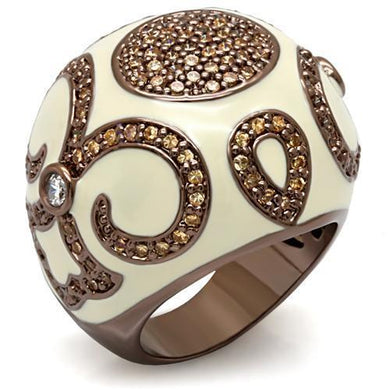 LO1656 - Chocolate Gold Brass Ring with AAA Grade CZ  in Champagne