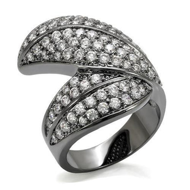 LO1667 - TIN Cobalt Black Brass Ring with AAA Grade CZ  in Clear